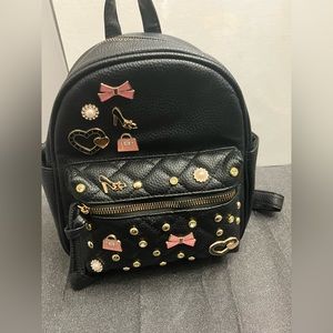 Black mini book bag with charms